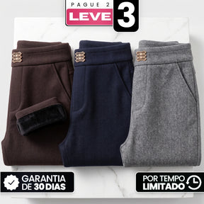 (Compre 2, Leve 3) Calça Eloá Feminina em Algodão, Poliéster e Viscose de Cintura Alta com Botões Decorativos