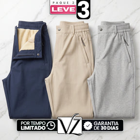 [Pague 2 e Leve 3] Calça Alura Feminina em Poliéster, Pelúcia Térmica e Elastano de Cintura Alta com Forro Acolhedor e Bolsos com Zíper