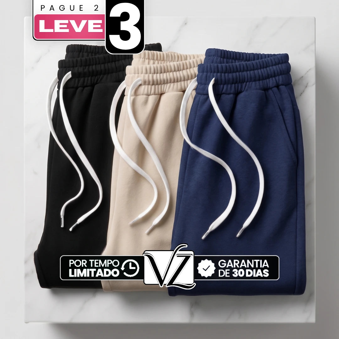 [Leve 3, Pague Só 2!] Calça Lunara Feminina em Algodão, Poliéster e Elastano de Cintura Alta com Cordão de Ajuste em Contraste