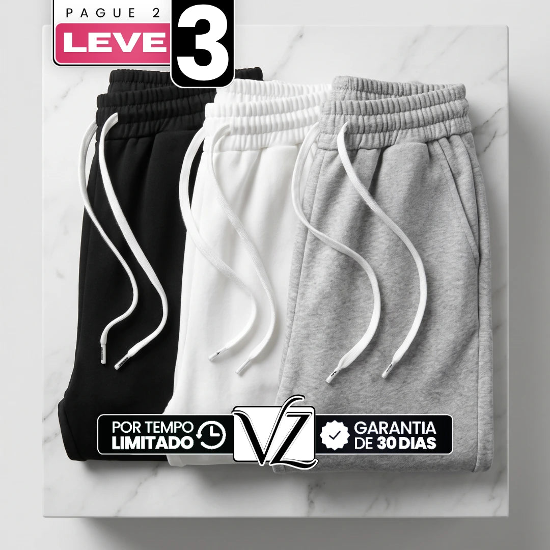 [Leve 3, Pague Só 2!] Calça Lunara Feminina em Algodão, Poliéster e Elastano de Cintura Alta com Cordão de Ajuste em Contraste