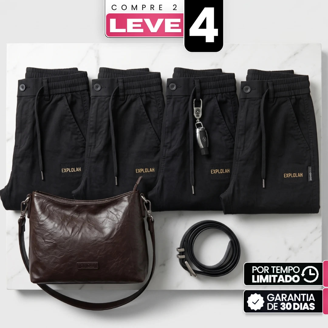 [Compre 2 e Leve 4] Calça Capri Liora Feminina em Sarja de Algodão, Poliéster e Lycra de Cintura Alta com Elástico Anatômico e Bolsos Laterais