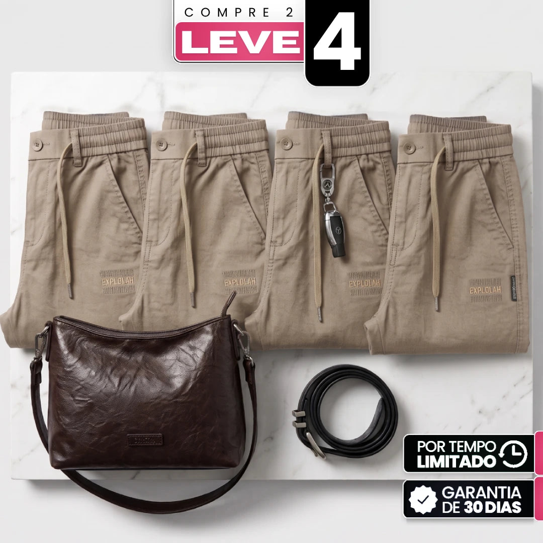 [Compre 2 e Leve 4] Calça Capri Liora Feminina em Sarja de Algodão, Poliéster e Lycra de Cintura Alta com Elástico Anatômico e Bolsos Laterais