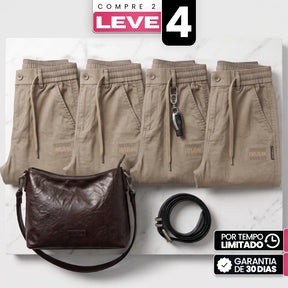 [Compre 2 e Leve 4] Calça Capri Liora Feminina em Sarja de Algodão, Poliéster e Lycra de Cintura Alta com Elástico Anatômico e Bolsos Laterais