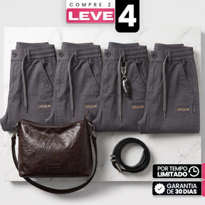 [Compre 2 e Leve 4] Calça Capri Liora Feminina em Sarja de Algodão, Poliéster e Lycra de Cintura Alta com Elástico Anatômico e Bolsos Laterais