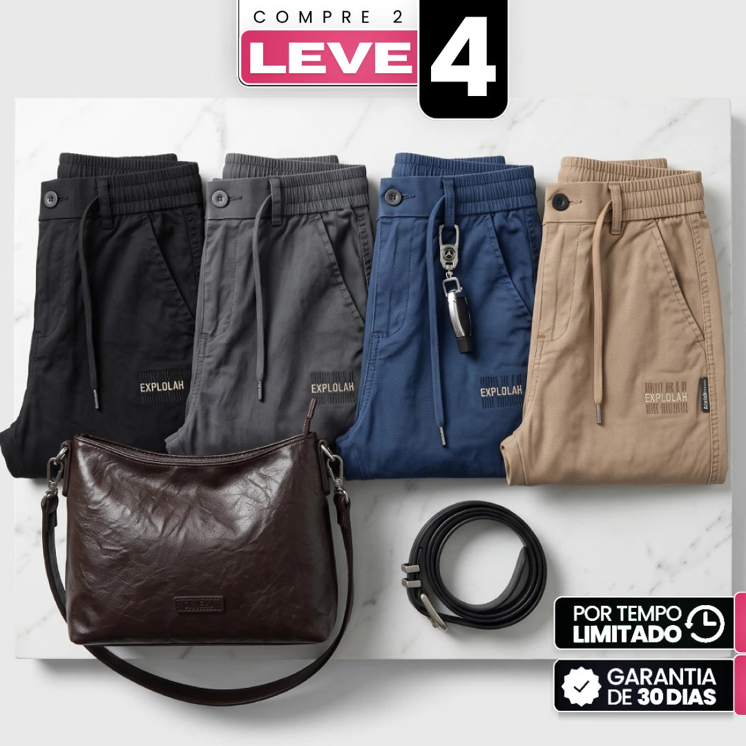 [Compre 2 e Leve 4] Calça Capri Liora Feminina em Sarja de Algodão, Poliéster e Lycra de Cintura Alta com Elástico Anatômico e Bolsos Laterais