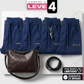 [Compre 2 e Leve 4] Calça Capri Liora Feminina em Sarja de Algodão, Poliéster e Lycra de Cintura Alta com Elástico Anatômico e Bolsos Laterais