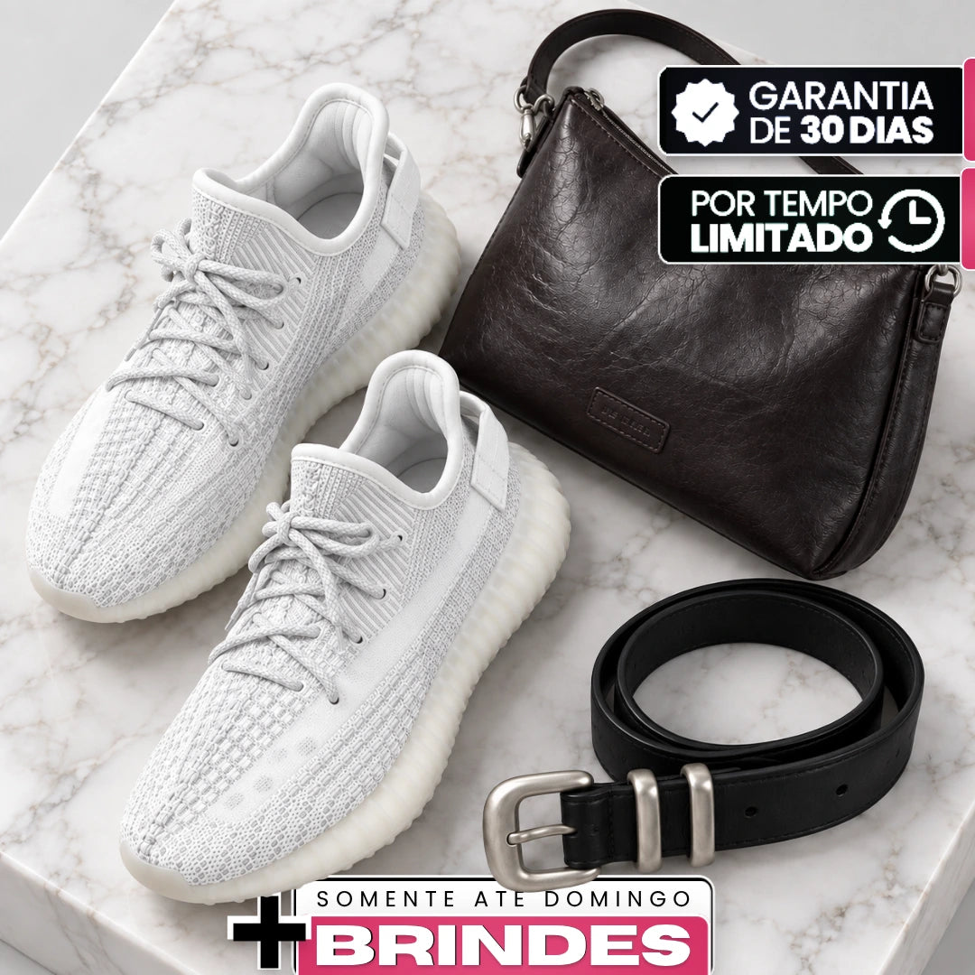 Kit de Tênis Velia Feminino Ortopédico em Malha Têxtil e Solado Polimérico de Cabedal Knit com Faixa Lateral Translúcida + BRINDES