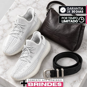 Kit de Tênis Velia Feminino Ortopédico em Malha Têxtil e Solado Polimérico de Cabedal Knit com Faixa Lateral Translúcida + BRINDES