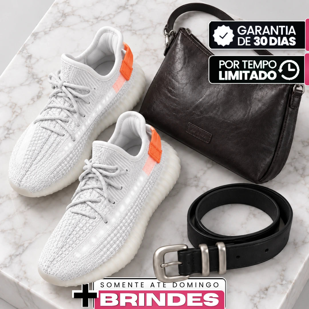 Kit de Tênis Velia Feminino Ortopédico em Malha Têxtil e Solado Polimérico de Cabedal Knit com Faixa Lateral Translúcida + BRINDES