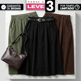 [Compre 2 e Leve 3] Saia Mirea Feminina em Veludo Cotelê de Algodão, Poliéster e Elastano de Cintura Elástica com Bolsos Curvos + BRINDES